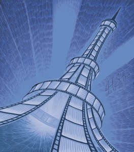 Eiffel Tower made of film strips Illustration by Jacob Saariaho