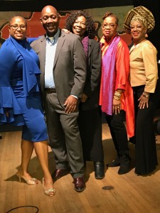 (Photo (left to right): April Brown, Ricardo Pitts-Wiley, Bernadet Pitts-Wiley, Karen Allen Baxter, Angela Nash Wade. Photo Credit: Kathy Moyer)