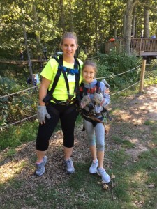 Author and her daughter, harnessed and ready