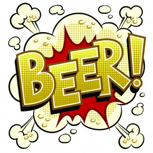 Beer word pop art retro vector illustration. Isolated image on white background. Comic book style imitation.