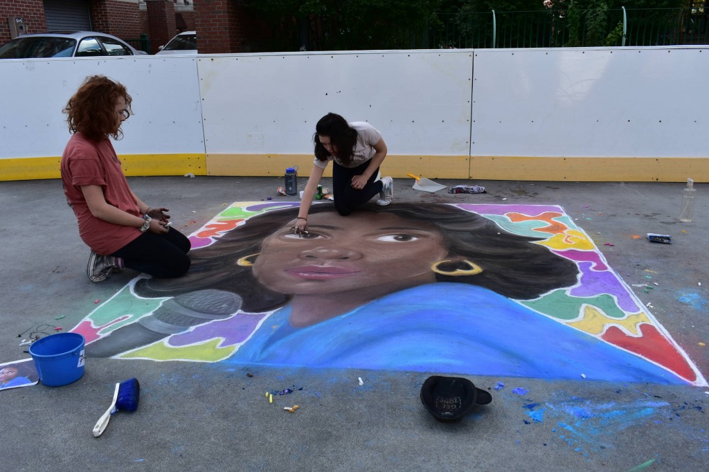 Providence Street Art Festival (Oct 20, 2018): "Anita Hill" by Paloma and Aiofe, freshmen at Classical (Photo: Cristina Berrios)