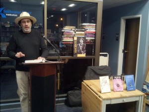 Jay Walker at the Feb 16, 2019, re-release of his three books of collected poems, Stillwater Books, Pawtucket, RI. (Photo: Michael Bilow)