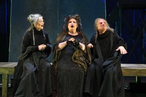 Left to Right: Jeanine Kane, Janice Duclos, and Stephen Berenson as The Witches. Photo by Mark Turek.