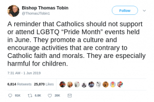 Tweet from Bishop Tobin