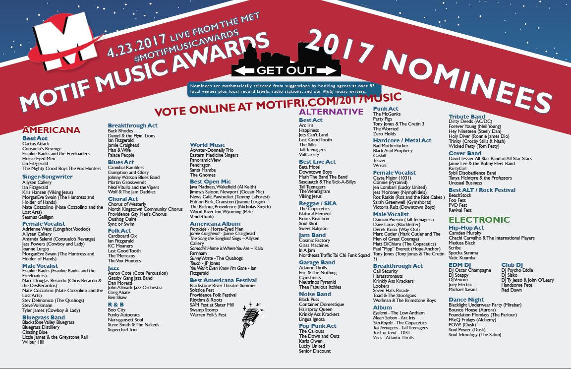 2017 Motif Music Award Nominees